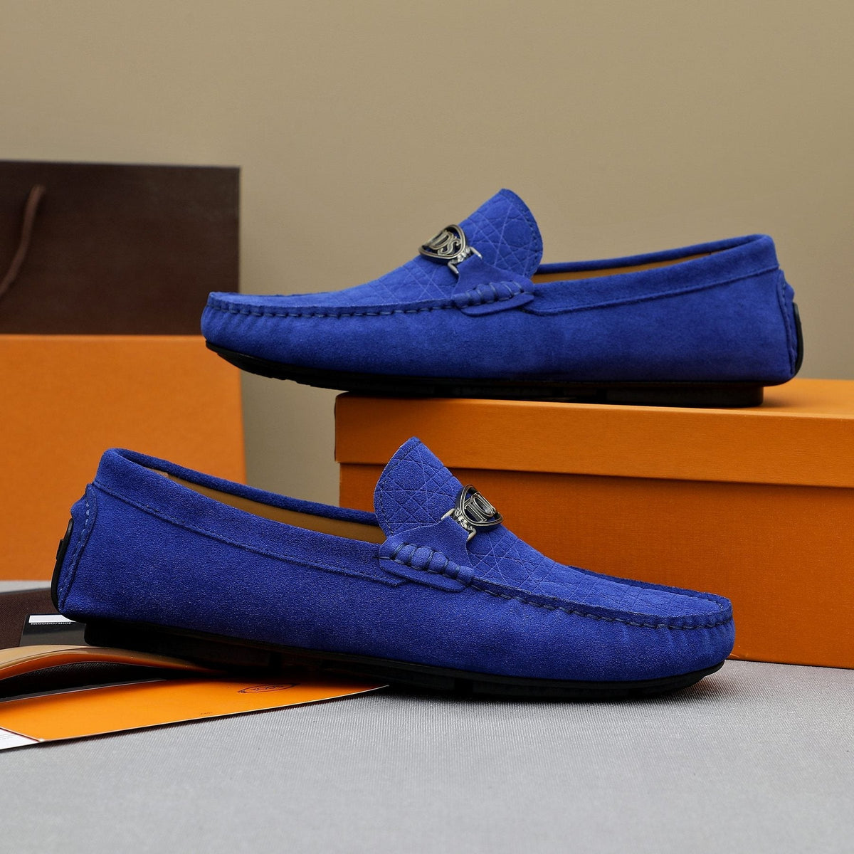 TOD'S Suede Metal-Hardware Loafers — front