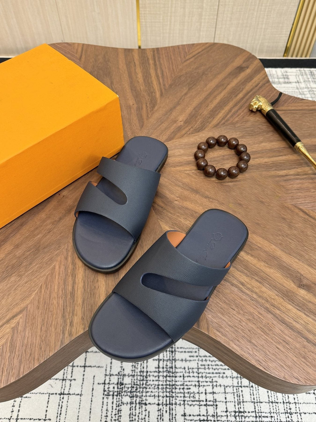 Loro Piana Cross-Strap Slide Sandals — front