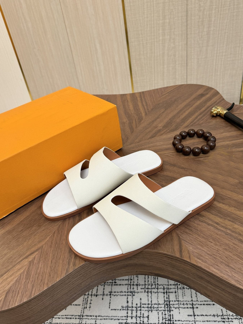 Loro Piana Cross-Strap Slide Sandals — front