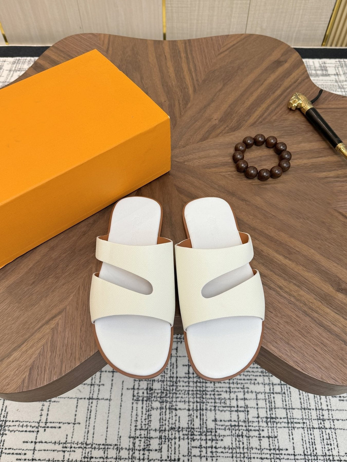 Loro Piana Cross-Strap Slide Sandals — front