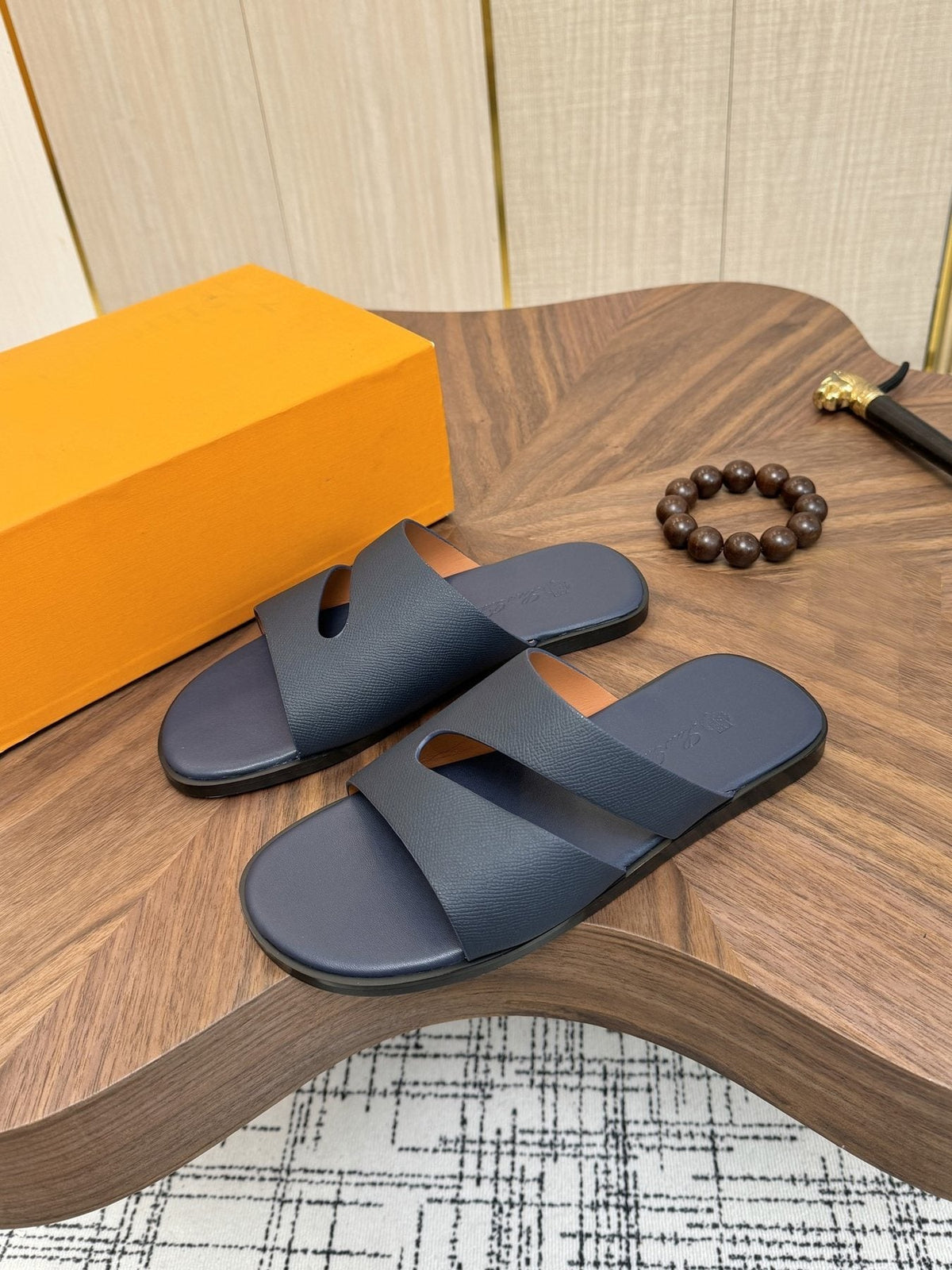 Loro Piana Cross-Strap Slide Sandals — side