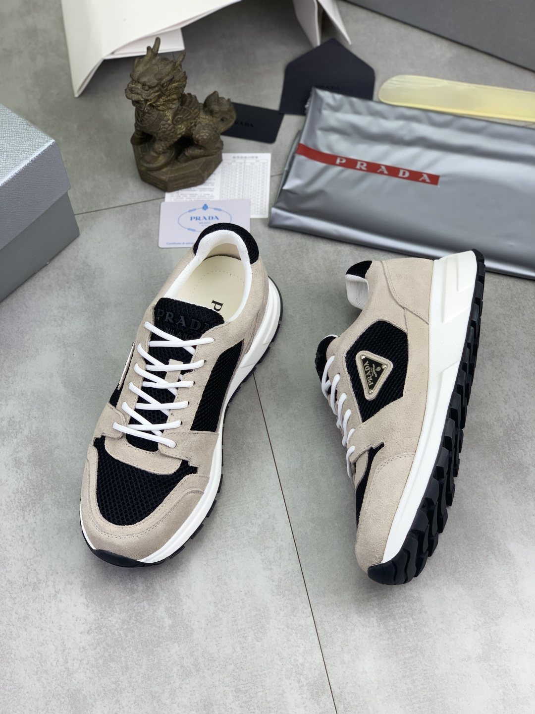 Prada Mesh Panel Low-Top Sneakers — side