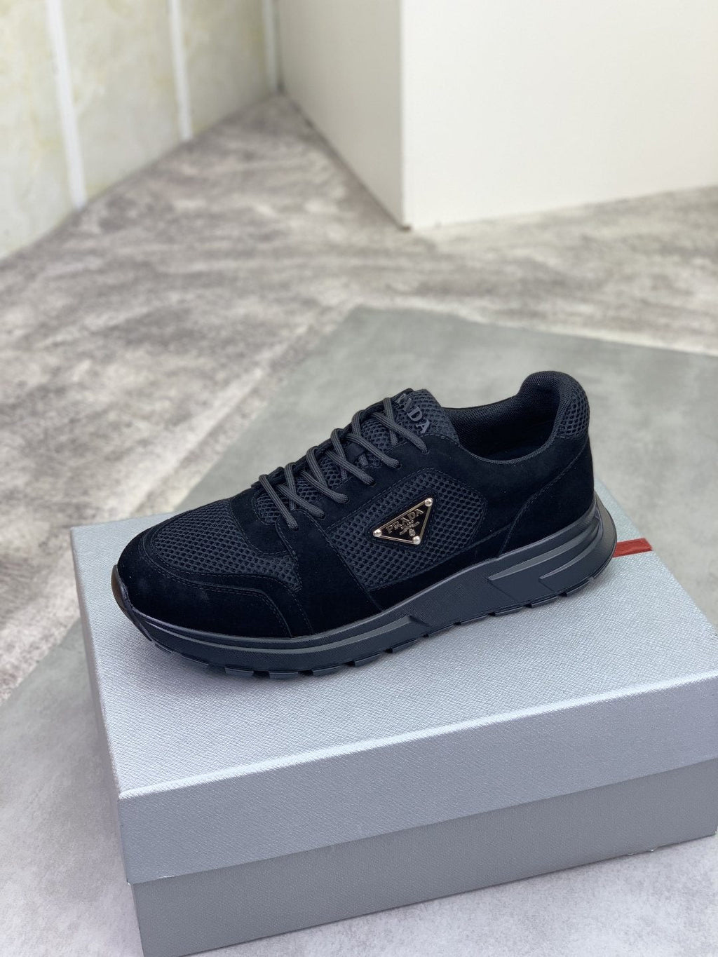 Prada Mesh Panel Low-Top Sneakers — hero