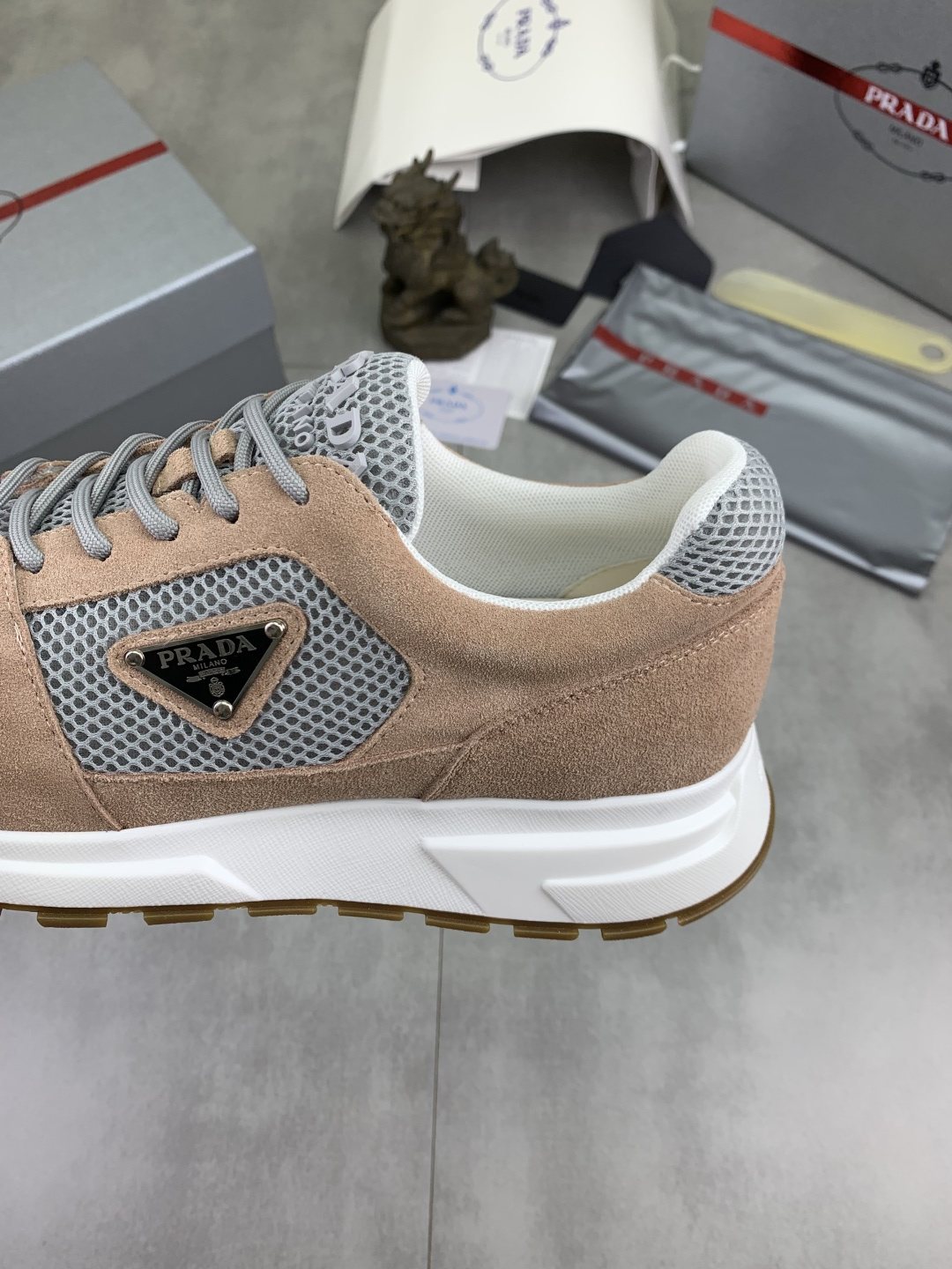 Prada Mesh Panel Low-Top Sneakers — side