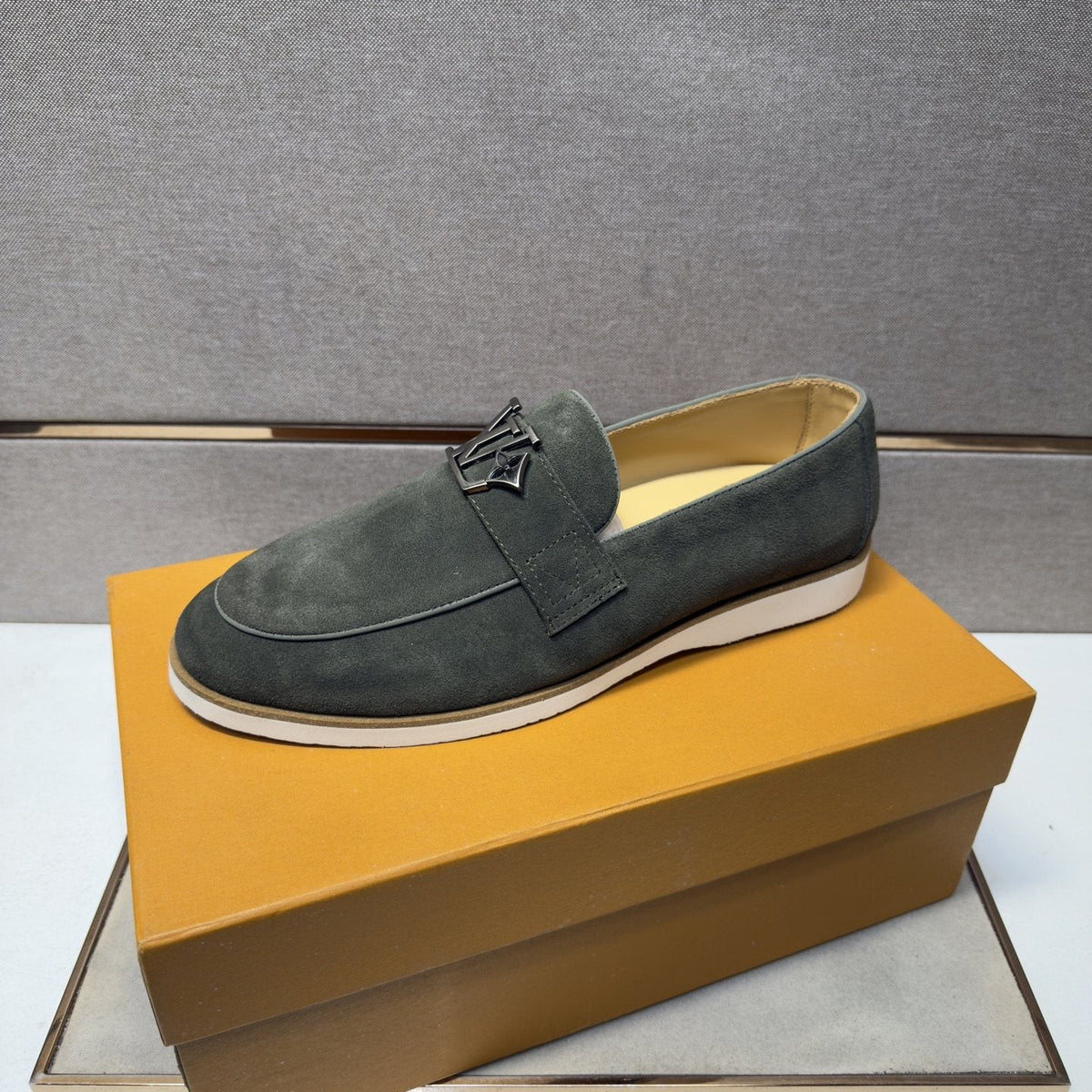 Louis Vuitton Metal-Accent Slip-On Loafers — front