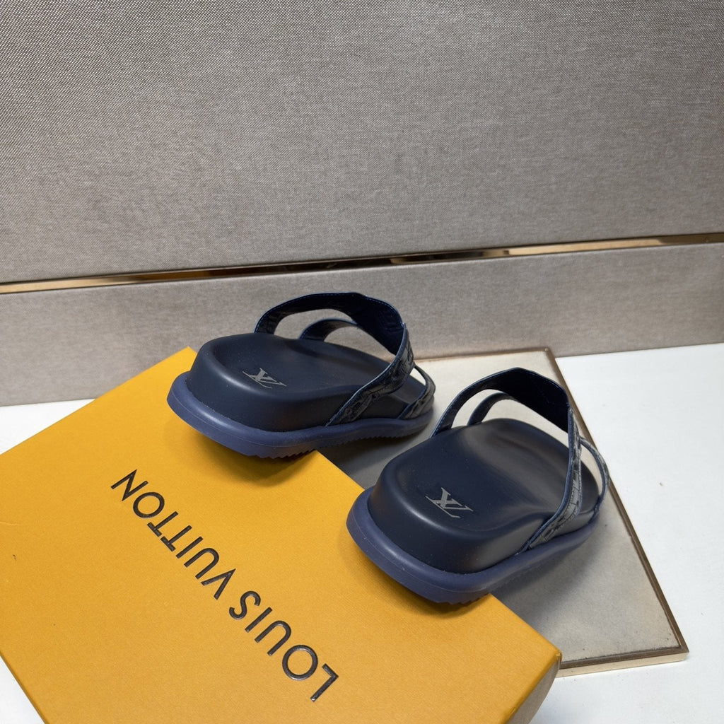 Louis Vuitton Textured Monogram Slide Sandals — back