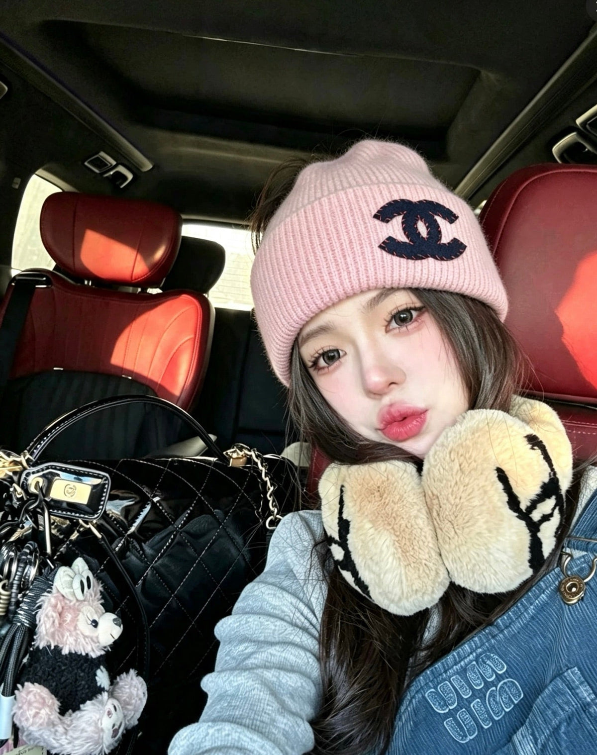 Chanel-Inspired Rabbit Beanie Hat