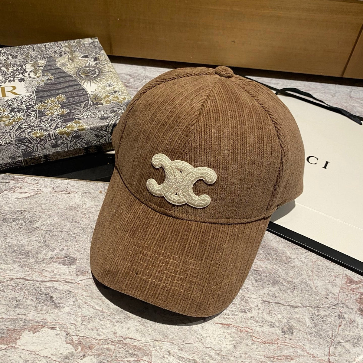 Celine Corduroy Baseball Cap
