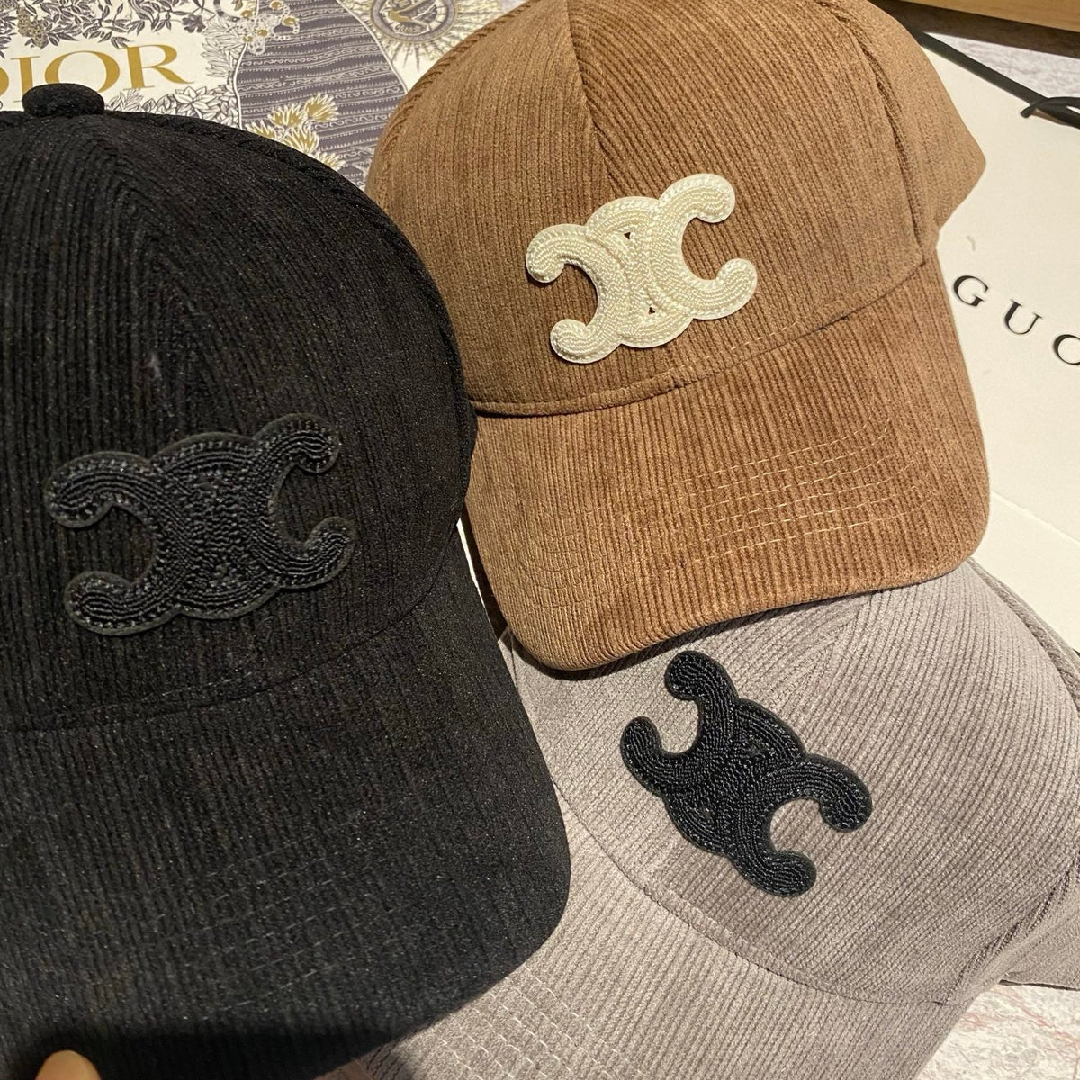 Celine Corduroy Baseball Cap