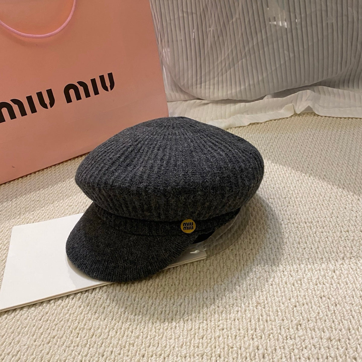Miu Miu Knitted Baker Boy Cap